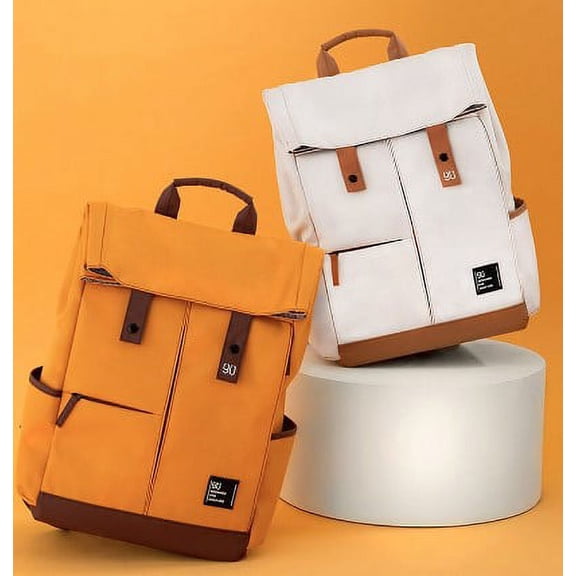 Pure color computer backpack,Beige