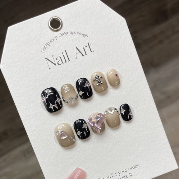 Pure handmade armor Internet celebrity sweet cool babes gradually change fake nails detachable phototherapy nail patch white short