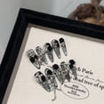thumbnail image 1 of Pure handmade wear nail piece, high-end black camellia silver cat eye manicure, white long light luxury nails, 1 of 8