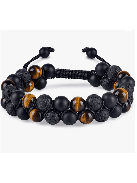 Pure and high-quality tiger eye black agate fused rock 8mm handmade bead bracelet, healing crystal protection bracelet, bringing good luck and prosperity