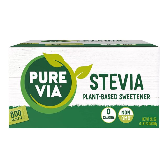 Pure via All Natural Stevia Sweetener Packets, Zero Calorie, 800 Ct
