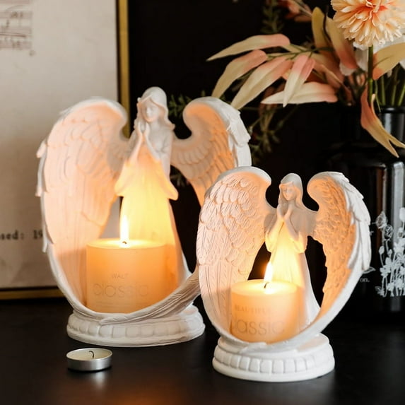 Pure white wings prayer angel aromatherapy candle holder living room dining room wedding romantic couple atmosphere decoration accessories - Regular color