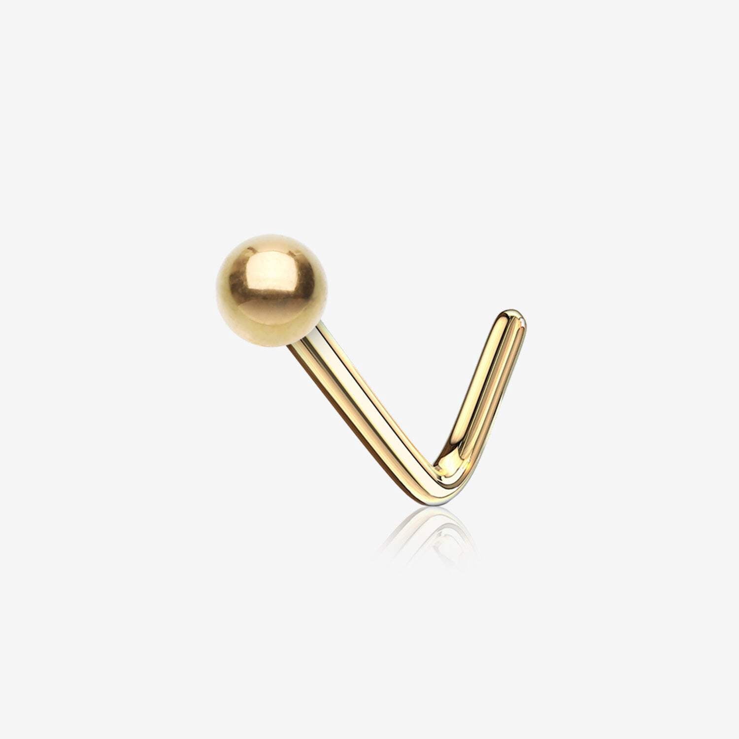 Pure24K Implant Grade Titanium Basic Ball Top L-Shaped Nose Ring ...
