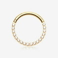 thumbnail image 1 of Pure24K Implant Grade Titanium Brilliant Sparkle Front Facing Gems Lined Seamless Clicker Hoop Ring, 1 of 5