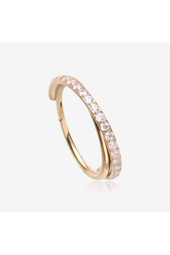 Pure24K Implant Grade Titanium Double Crossing Layer Sparkle Clicker Hoop Ring