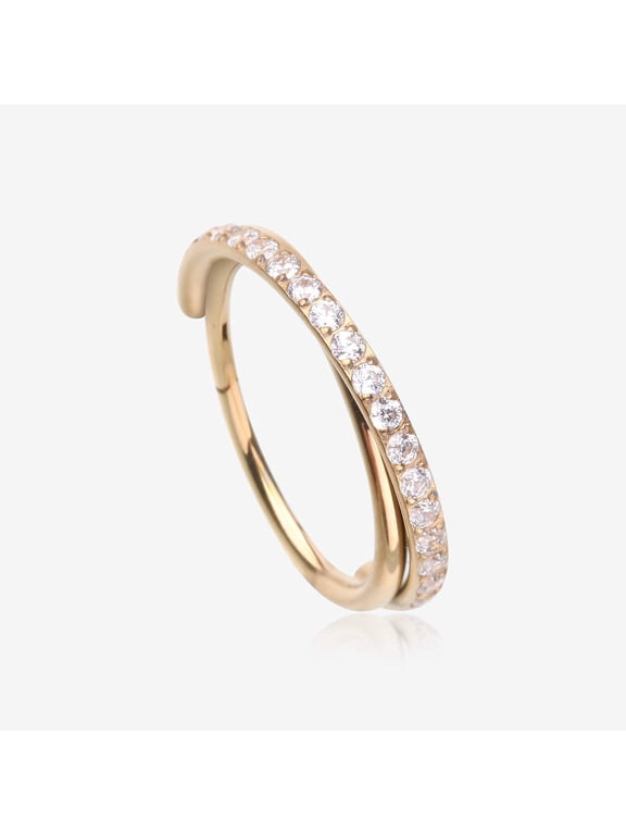 Pure24K Implant Grade Titanium Double Crossing Layer Sparkle Clicker Hoop Ring