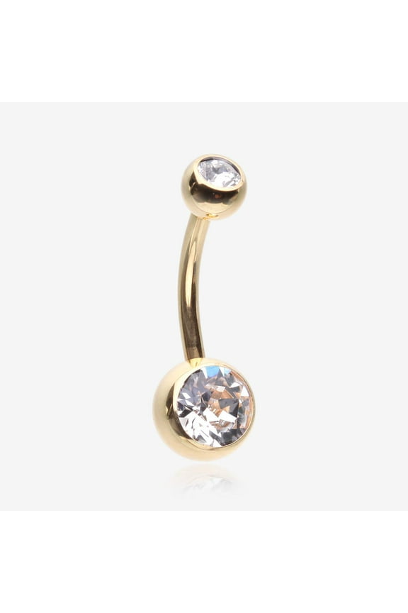 Pure24K Implant Grade Titanium Internally Threaded Basic Gem Ball Belly Button Ring-Clear Gem