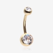 Pure24K Implant Grade Titanium Internally Threaded Basic Gem Ball Belly Button Ring-Clear Gem