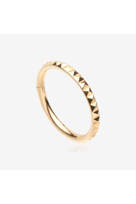 Pure24K Implant Grade Titanium Pyramid Studded Geometric Seamless Clicker Hoop Ring