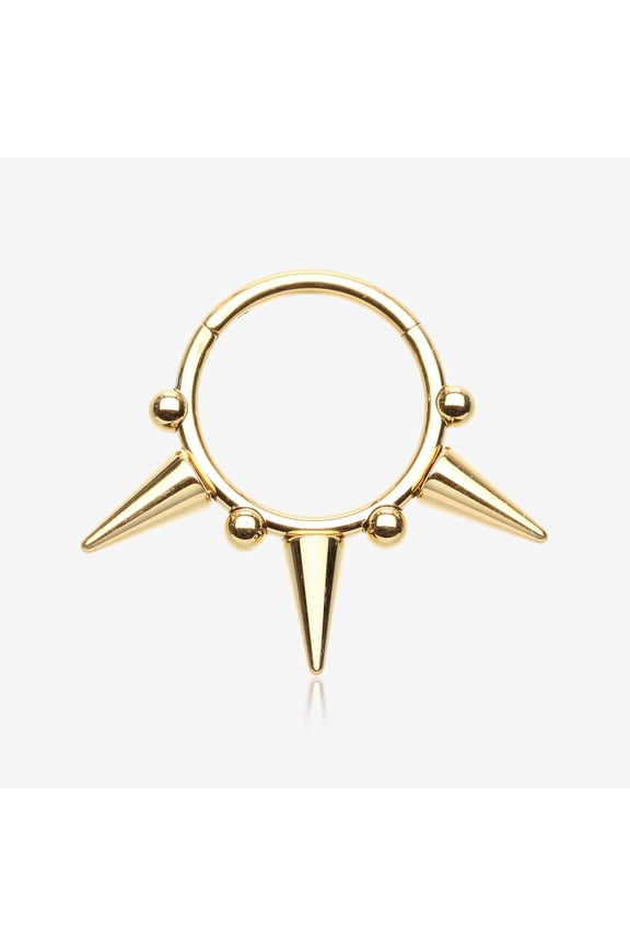 Pure24K Implant Grade Titanium Spike Tribal Luna Orbit Seamless Clicker Hoop Ring