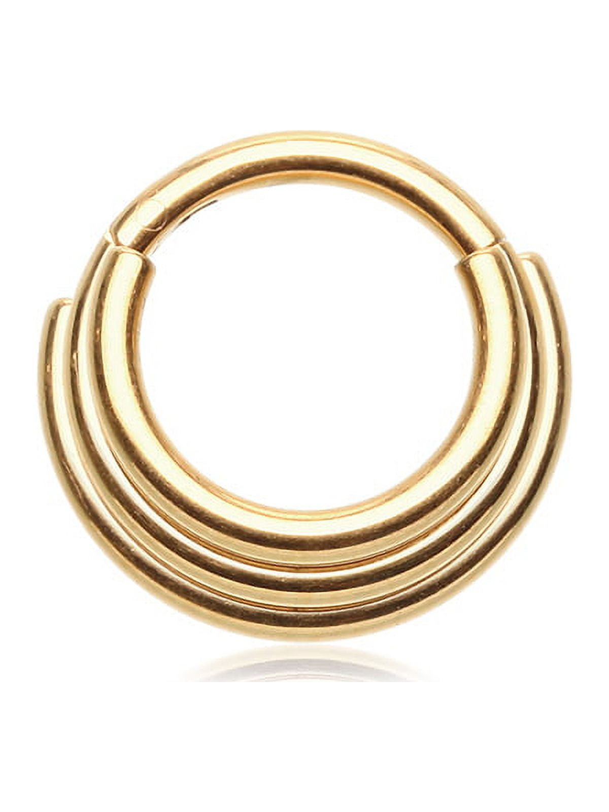 BM25 JEWELRY Pure24K Implant Grade Titanium Triple Stagger Seamless Clicker Hoop Ring