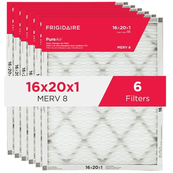 Frigidaire PureAirĀ® 16" x 20" x 1" MERV 8 Allergen Air Filter - 6 Pack