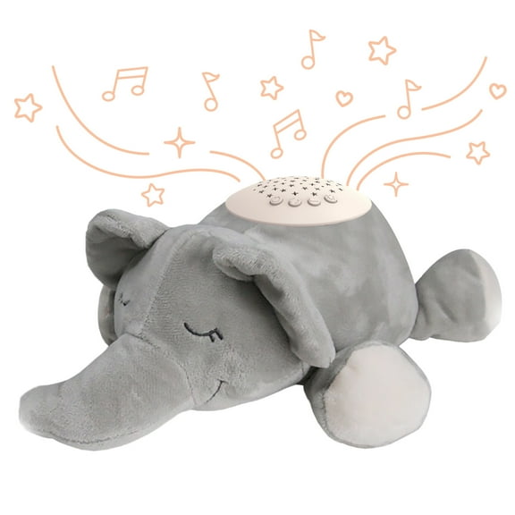 PureBaby Sound Sleepers Portable Sound Machine & Star Projector - Plush Sleep Aid for Baby and Toddlers with Soothing Night Light Display, 10 Lullabies, White Noise, and Heartbeat Sounds (Elephant)