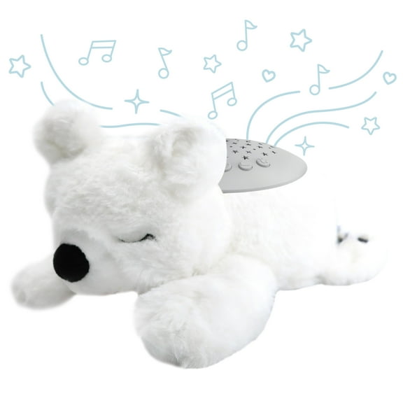 PureBaby Sound Sleepers Portable Sound Machine & Star Projector - Plush Sleep Aid for Baby and Toddlers with Soothing Night Light Display, 10 Lullabies, White Noise, and Heartbeat Sounds (Polar Bear)