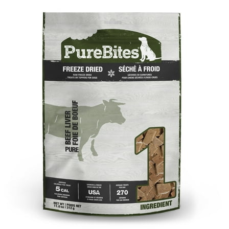 PureBites Beef Freeze Dried Dog Treats, 1 Ingredient, Made in USA, 11oz