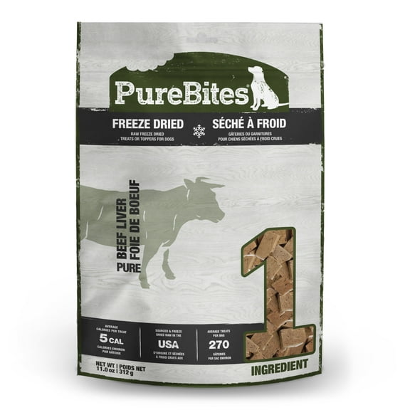 PureBites Beef Freeze Dried Dog Treats, 1 Ingredient, Made in USA, 11oz