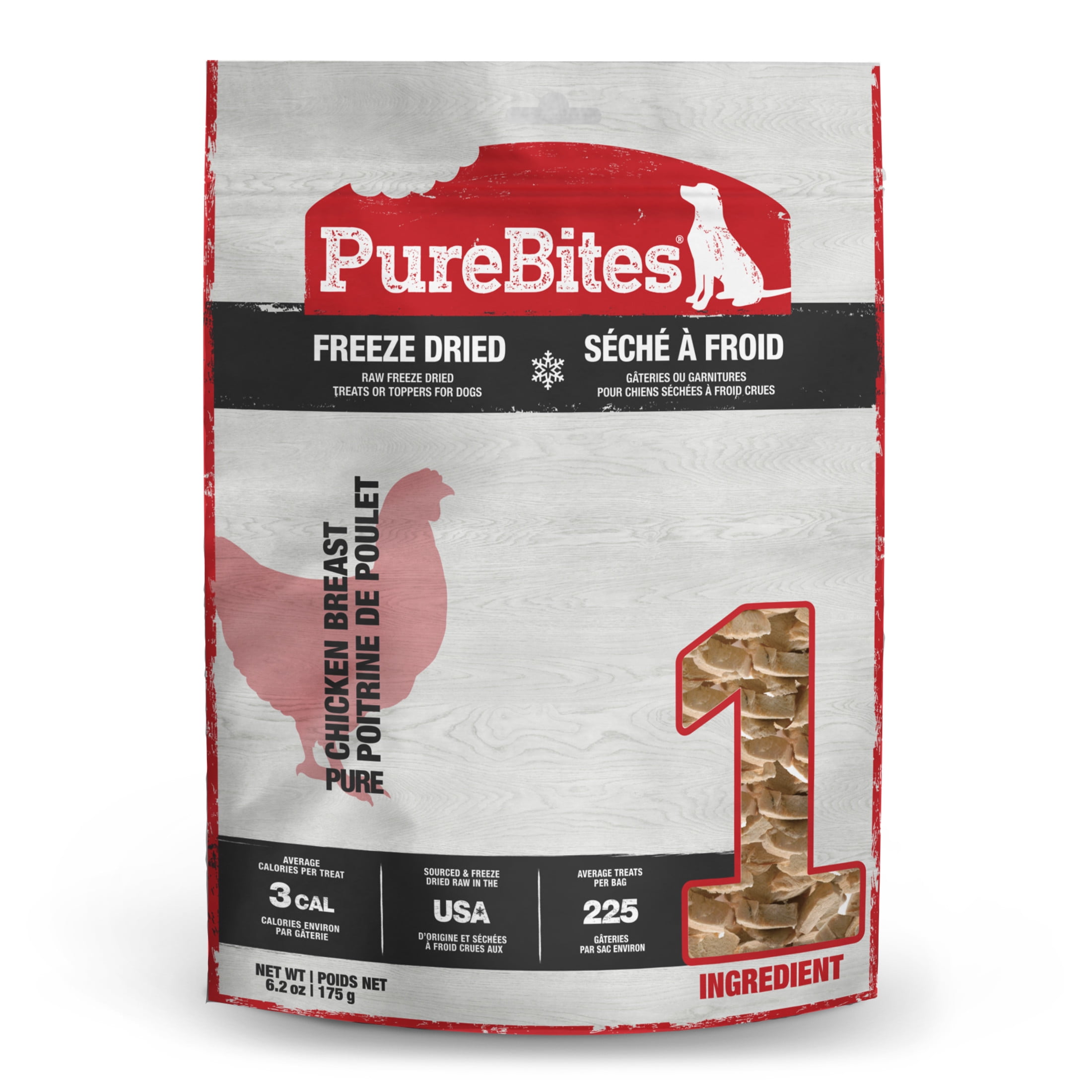 PURE TREATS PureBites Chicken Freeze Dried Dog Treats, 1 Ingredient, Made in USA, 6.2oz