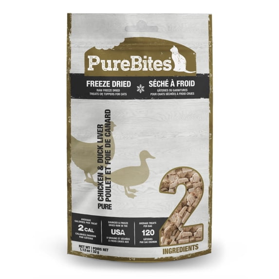 PureBites Chicken Breast & Duck Recipe Limited Ingredient Grain-Free Freeze Dried Cat Treat, 1.12 Oz