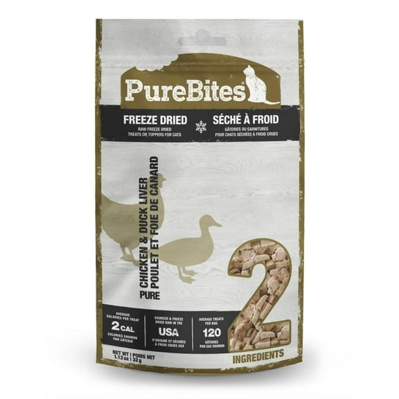 PureBites Chicken Breast & Duck Recipe Limited Ingredient Grain-Free Freeze Dried Cat Treat, 1.12 Oz