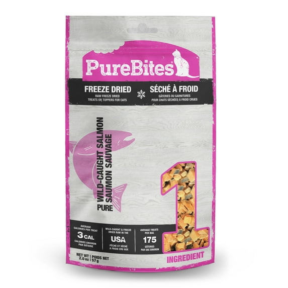 PureBites Salmon Freeze Dried Cat Treats, 1 Ingredient, 2oz