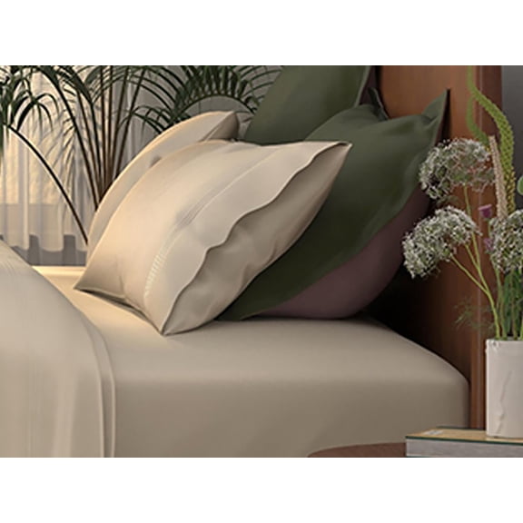 PureCare Dual Sided Reversible Cooling/Bamboo Sham Set Queen Pillow with Mineral Based Cooling Fibers and Lush Bamboo - 20" x 30"