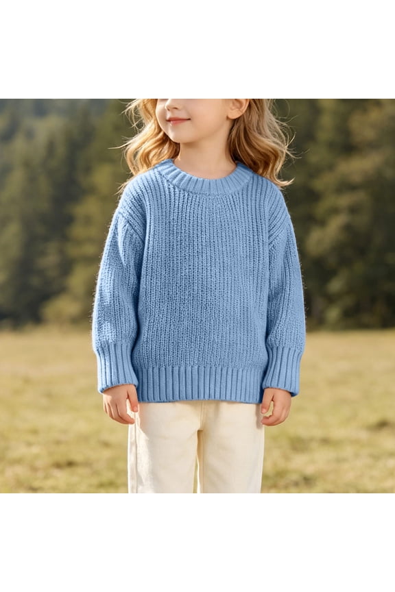 Baby Knit Sweater for 3 Months-5 Years Crewneck Solid Color Cute Long Sleeve Pullover Sweatshirt Infant Girl Boy Fall Winter Clothes