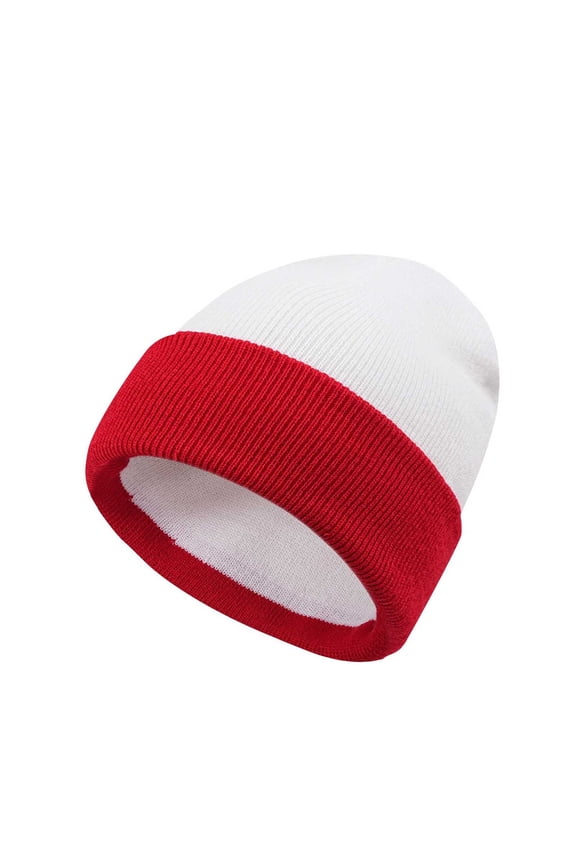 Beanie Hat for Women Men Outdoor Warm Winter Long Cuff Knit Color Block Winter Beanie Skull Cap for Men & Women