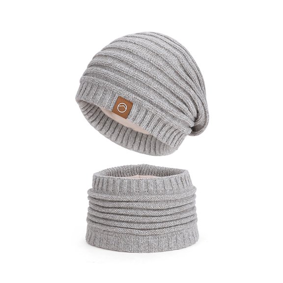PureCasa Beanies Hats Scraf Set for Women 2 Piece Set Winter Fleece Warm Hat Cable Knit Outdoor Cold-Proof Knitted Hats Beanie Skull Warm Cap with Neck Scarves