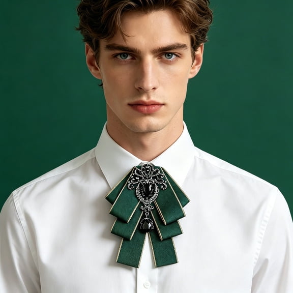 PureCasa Bow Ties for Men Bowknot Rhinestone Fashion Ribbon Bow Brooch Pre-Tied Bow Tie for Men Women Neck Tie Christmas Wedding Party Ceremony