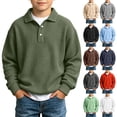 thumbnail image 1 of PureCasa Children's Sweatshirts 3-14 Years Waffle Knit Long Sleeve Sweatshirts Sports Button Collared Casual Pullover Outdoor Winter Tops, 1 of 10