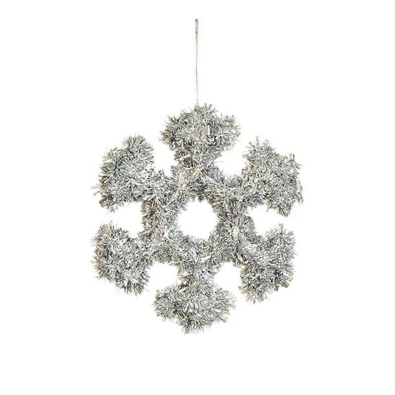 PureCasa Christmas Decorations Hanging Sparkling Iridescent Glitter Snowflake Ornaments for Christmas Trees Party Decorations String Hanger, 5.9*5.9in
