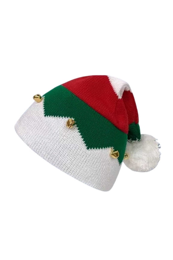 Christmas Knitted Beanies Hats for Women Men - Elf Knitted Santa Clause Knitting Beanie Hat with Pompom for Adult Teens