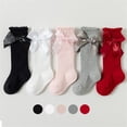 thumbnail image 1 of PureCasa Christmas Stockings 0-4 Years Solid Color Knee-High Socks Toddlers Bow Stockings Cotton Crew Socks Casual Daily Stockings, 1 of 4