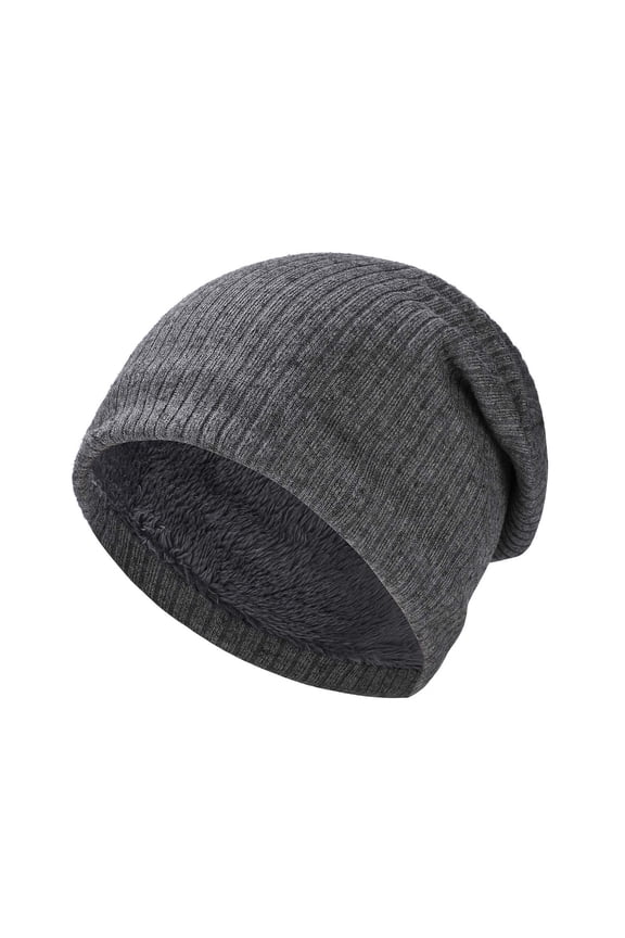 Fleece Lined Beanie Hat for Men Women Warm Winter Solid Color Hats Soft Stretchy Ribbed Knit Skull Cap
