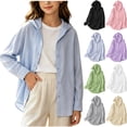 thumbnail image 1 of PureCasa Girls Button Down Shirts for 5-16 Years Long Sleeve Casual Shirts Loose Breathable Linen Shacket for Girls, 1 of 10