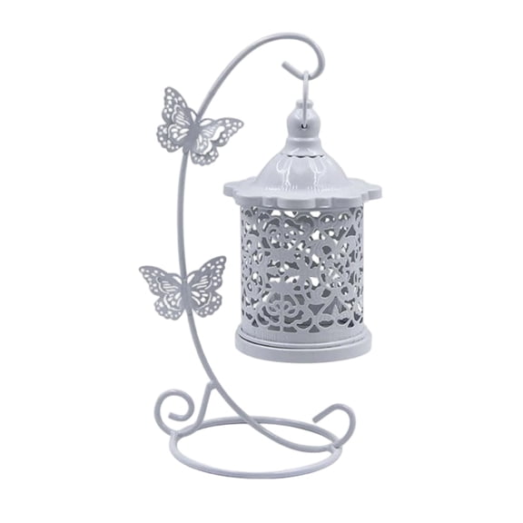 PureCasa Home Candle Lantern Hanging Birdcage Hollow Holder European Metal Tealight Valentine's Ornaments Wedding Table Dinner Party Decoration