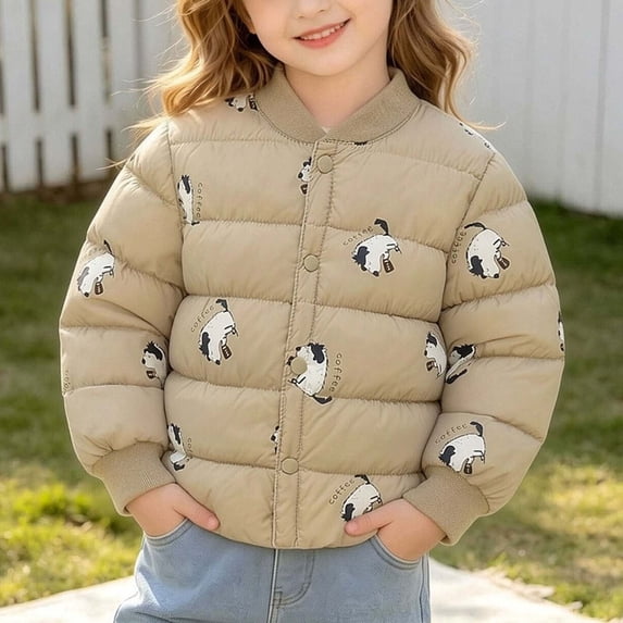 PureCasa Jackets for Kids 1-7 Years Lightweights Warm Long Sleeved Cute Printed Button Down Closure Jacket for Winter