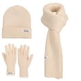 thumbnail image 1 of PureCasa Scarf Hat Gloves Set for Women, Ribbed Knit and Waffle Knit Warm All-Season Winter Accessories Three-Piece Set for Women, 1 of 3