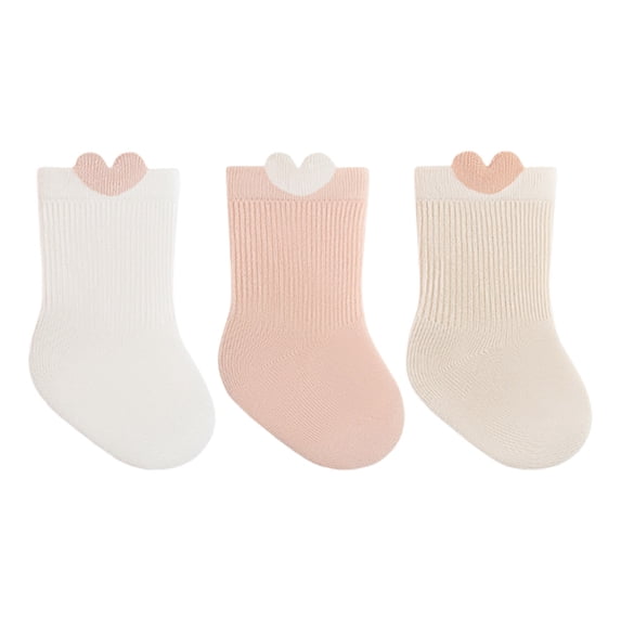 PureCasa Toddler Socks for 0-5 Years Boys & Girls, Soft Cotton Cute Patterns Comfortable Crew Socks Breathable Non-Slip Socks, 3 Pack