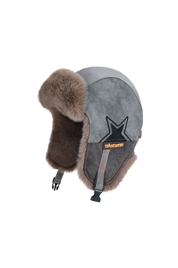 Unisex Winter Trapper Hat Thermal Faux-Fur Trooper Hats Fleece Lined Bomber Caps Vintage Windproof Plush Ear Flaps Cap
