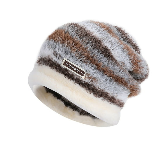 PureCasa Warm Women's Hats Fall Winter Mohair Striped Skull Cap Fuzzy Ombre Knit Wool Outdoor Cold-Proof Head Hats for Women