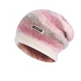 thumbnail image 1 of PureCasa Warm Women's Hats Fall Winter Mohair Striped Skull Cap Fuzzy Ombre Knit Wool Outdoor Cold-Proof Head Hats for Women, 1 of 2