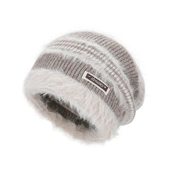PureCasa Winter Faux Fur Slouchy Beanie Hat for Women Warm Knit Stretch Cuffed Skull Cap Knitted Woolen Hat for Women