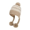 thumbnail image 1 of PureCasa Winter Soft Hat for Women Earflap Fleece Warm Woolen Cap Lined Pompon Knit Hat Beanie for Women, 1 of 2