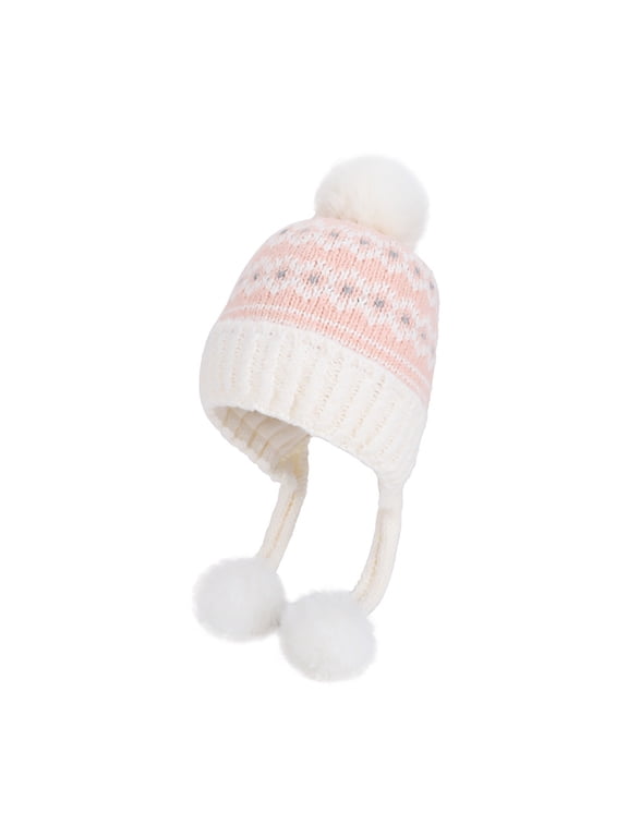 Winter Soft Hat for Women Earflap Fleece Warm Woolen Cap Lined Pompon Knit Hat Beanie for Women