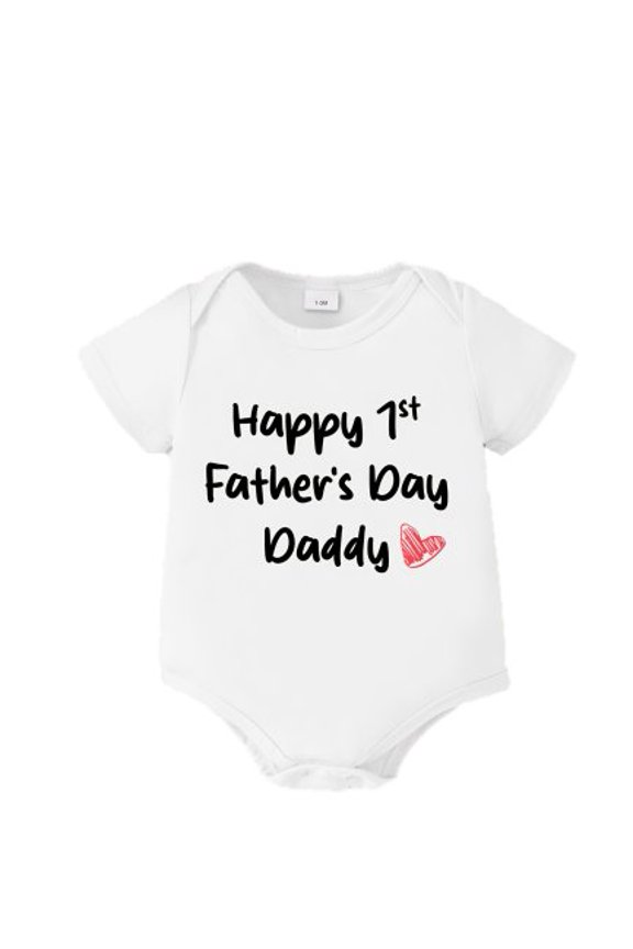 3-6 Months Baby "Happy 1st Father's Day Daddy" Short Sleeve Bodysuit Summer Romper for First Father's Day