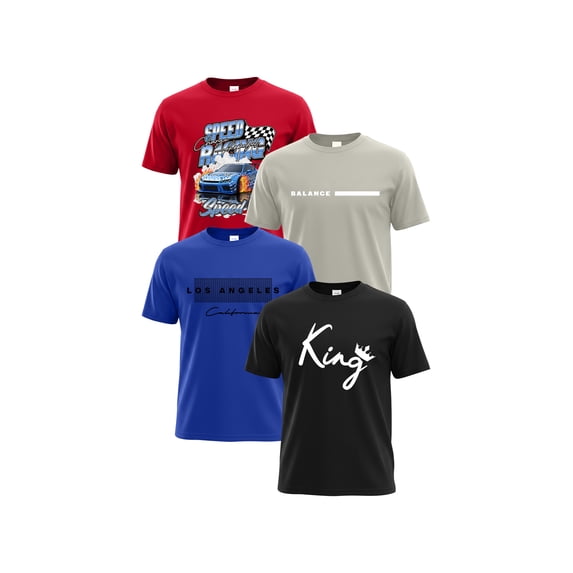PureChapter 4 Pack Boys T Shirts Short Sleeve Crewneck Graphic Tees Set for Big Boys Summer Clothes