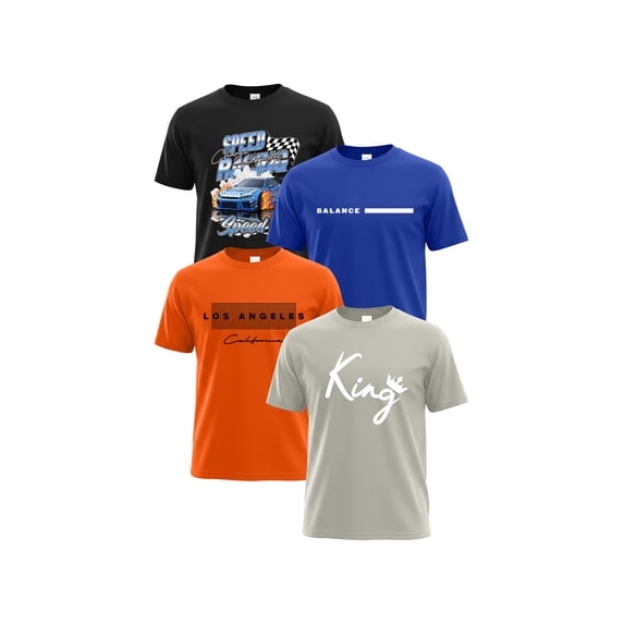 PureChapter 4 Pack Boys T Shirts Short Sleeve Crewneck Graphic Tees Set for Big Boys Summer Clothes