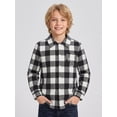 thumbnail image 1 of PureChapter Boys Button Down Shirt Plaid Long Sleeve Shirt with Letter Embroidery, Casual Boys Shirts for 7-15 Years, 1 of 8