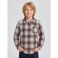 thumbnail image 1 of PureChapter Boys Button Down Shirt Plaid Long Sleeve Shirt with Letter Embroidery, Casual Boys Shirts for 7-15 Years, 1 of 8